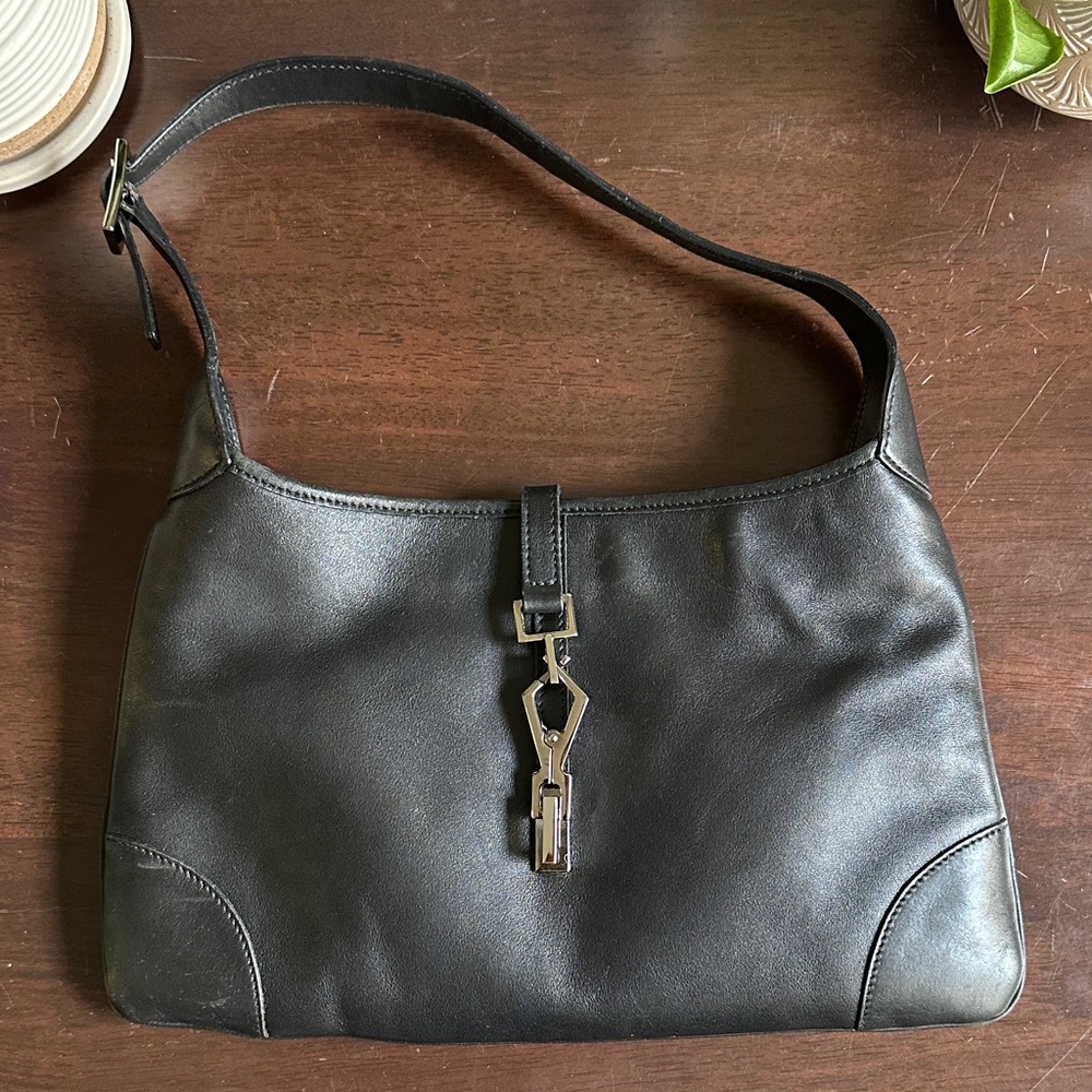 Vintage Gucci Jackie Black Leather Shoulder Bag